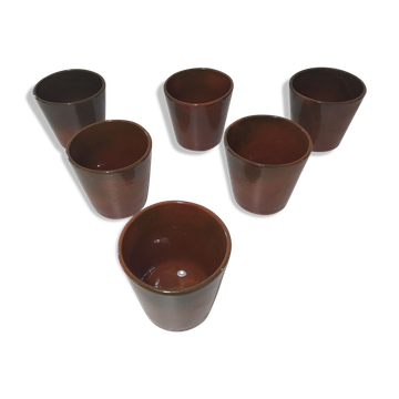 Lot de 6 gobelets verre en grès