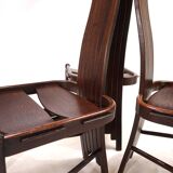 Set of 3 Allmilmö brutalist dining chairs oak, 1980