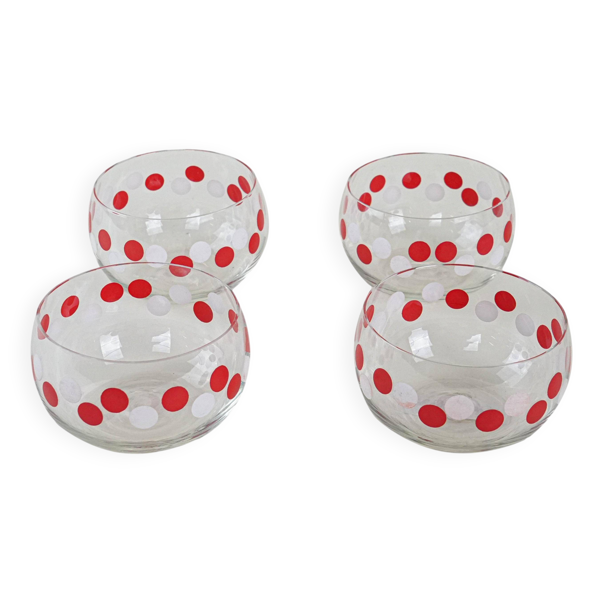 Set of glass bowls, Italian design, 1980s, made in Italy