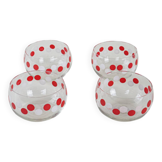 Set of glass bowls, Italian design, 1980s, made in Italy