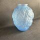 Large Art Deco round vase in frosted blue glass - 1930