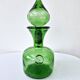 Vintage Italian Glass Carafe Empoli Green with Lid Seal Fleur de Lys