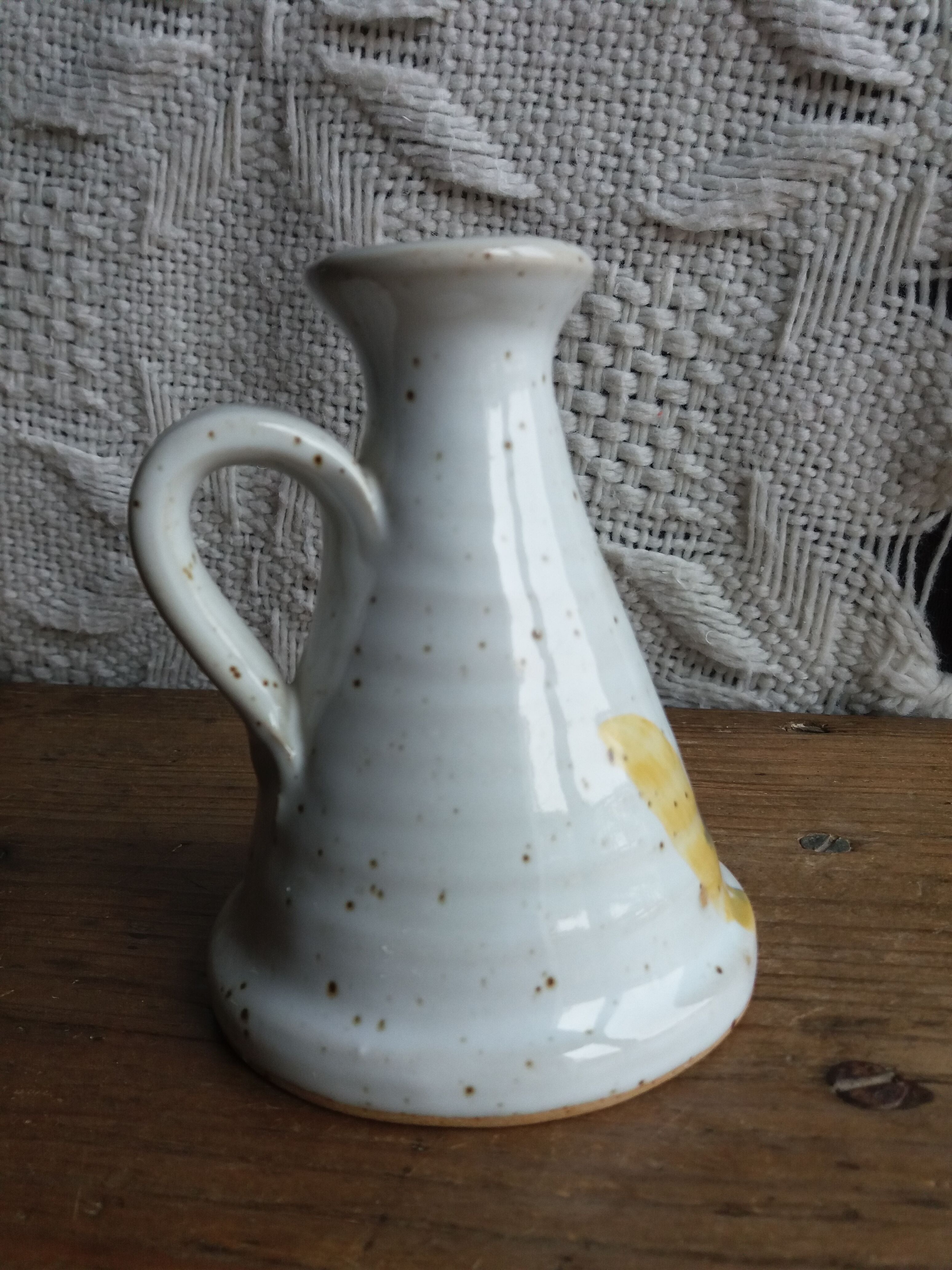 Signed candle holder in glazed ceramic