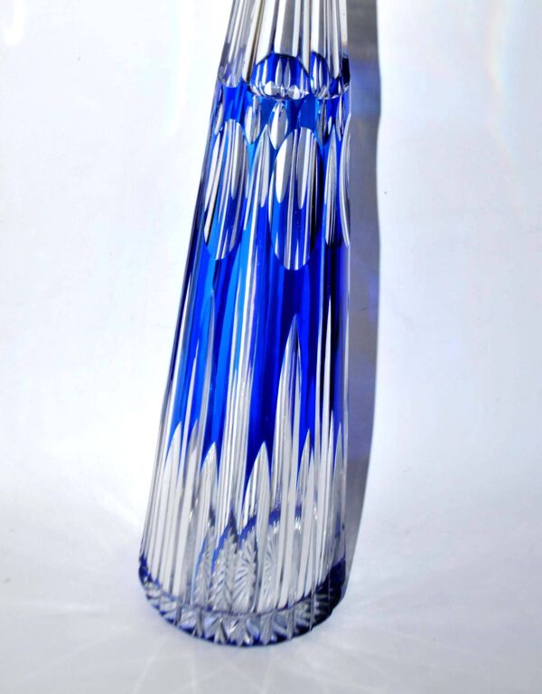 Carafe Overlay NELLY ancienne en cristal doublé de SAINT-LOUIS bleu cobalt 1930