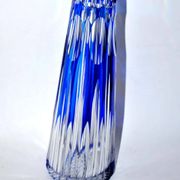 Antique Overlay NELLY carafe in crystal lined with cobalt blue SAINT-LOUIS 1930