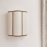 Pair of linen and velvet trim wall lights