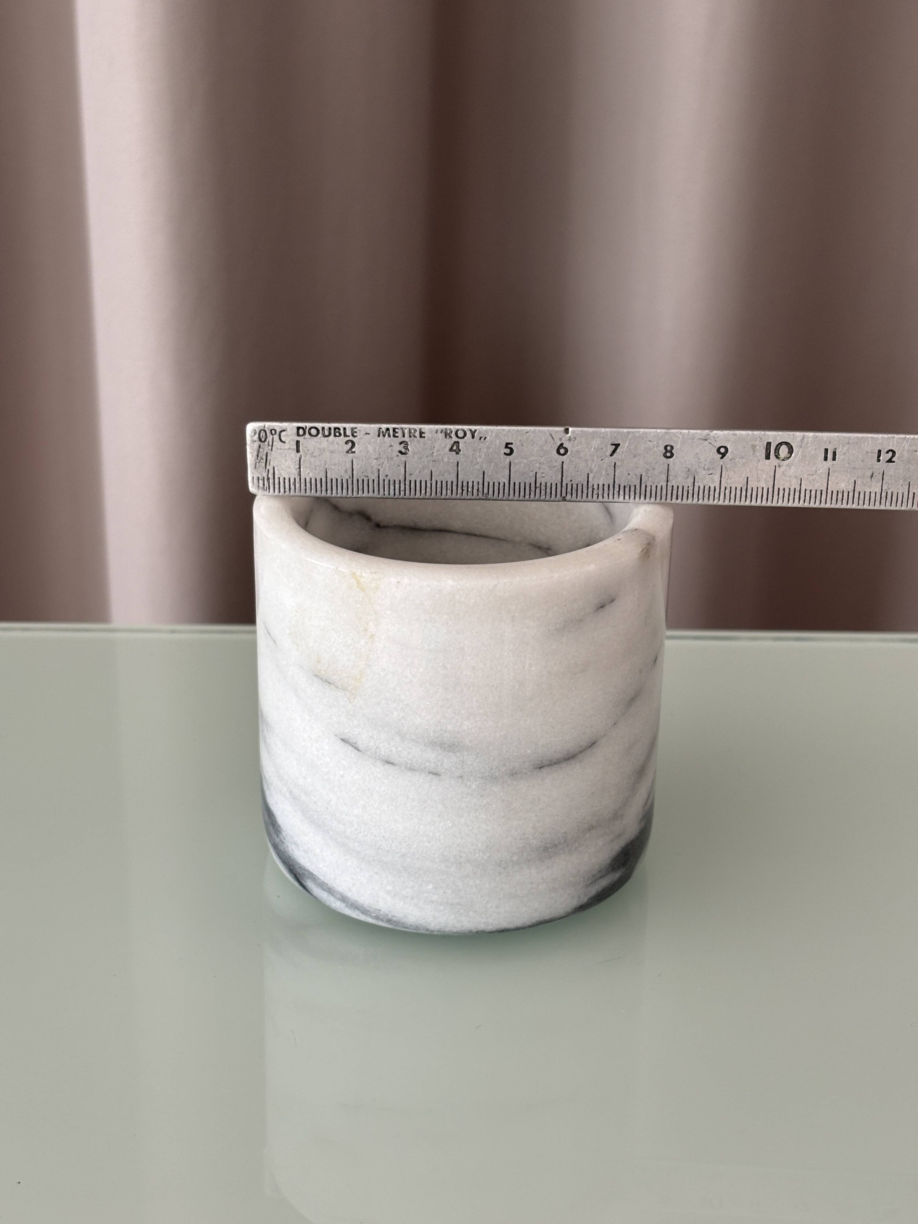 Vintage Carrara Marble Pot / Marble Pencil Holder / Toothbrush Holder / Des