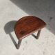 Stool in solid wood tripod seat half-moon