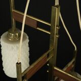 Mid-Century Modern Brass & Glass Chandelier