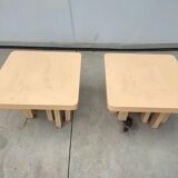 Set of 2 cream resin side tables by Jean Claude Dresse, Belgium, 1970s
