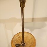 Lustre ancien en verre de Clichy jaune moutarde et laiton doré
