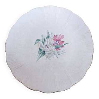 Antique rare large serving platter from L'Amandinoise with Iris decor D29, vintage France