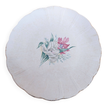 Antique rare large serving platter from L'Amandinoise with Iris decor D29, vintage France