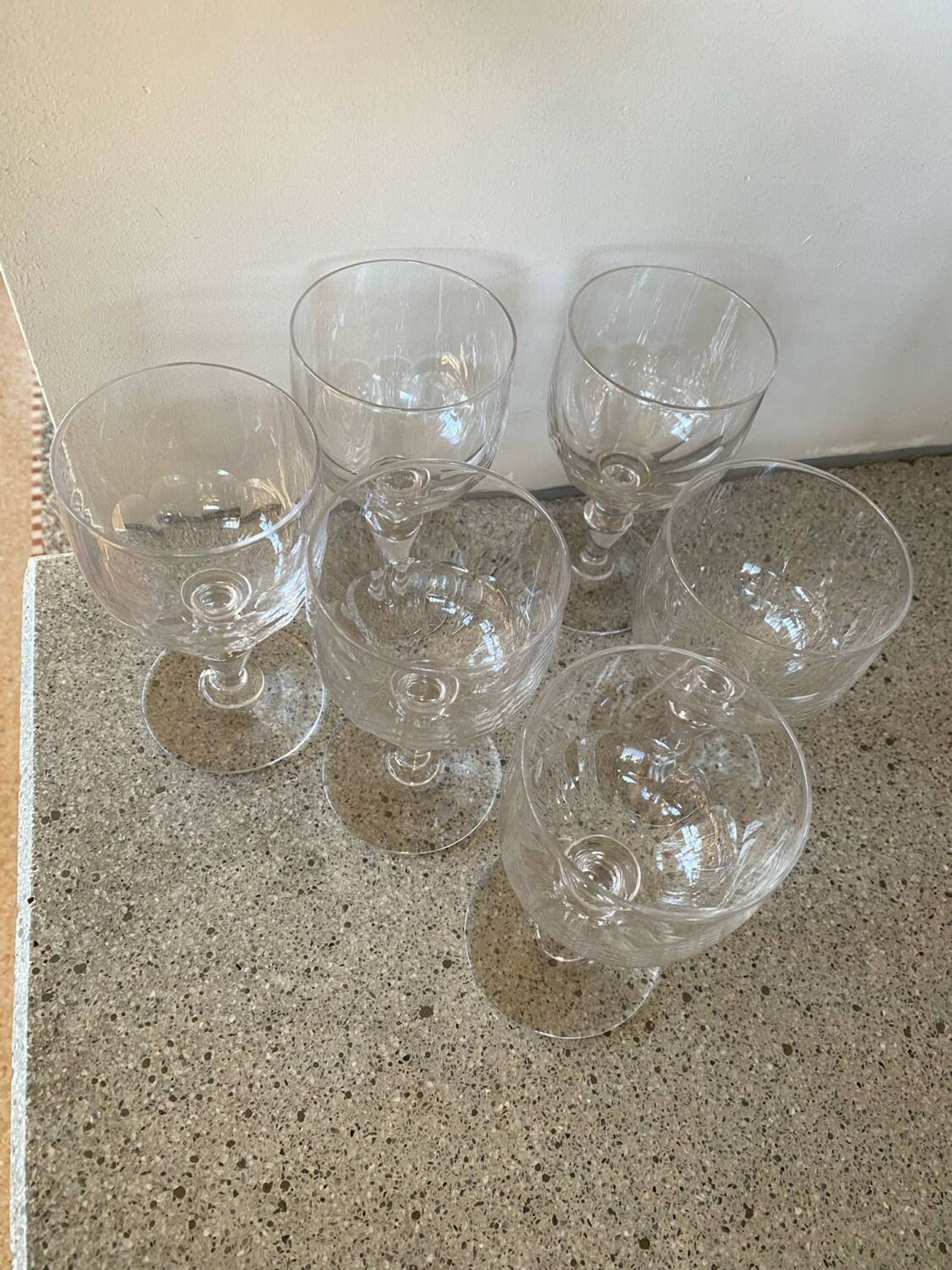 Set of 6 large Baccarat crystal wine glasses, balloon model