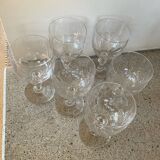 Set of 6 large Baccarat crystal wine glasses, balloon model