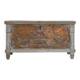 Malle de rangement ancien en bois massif (vers 1890)