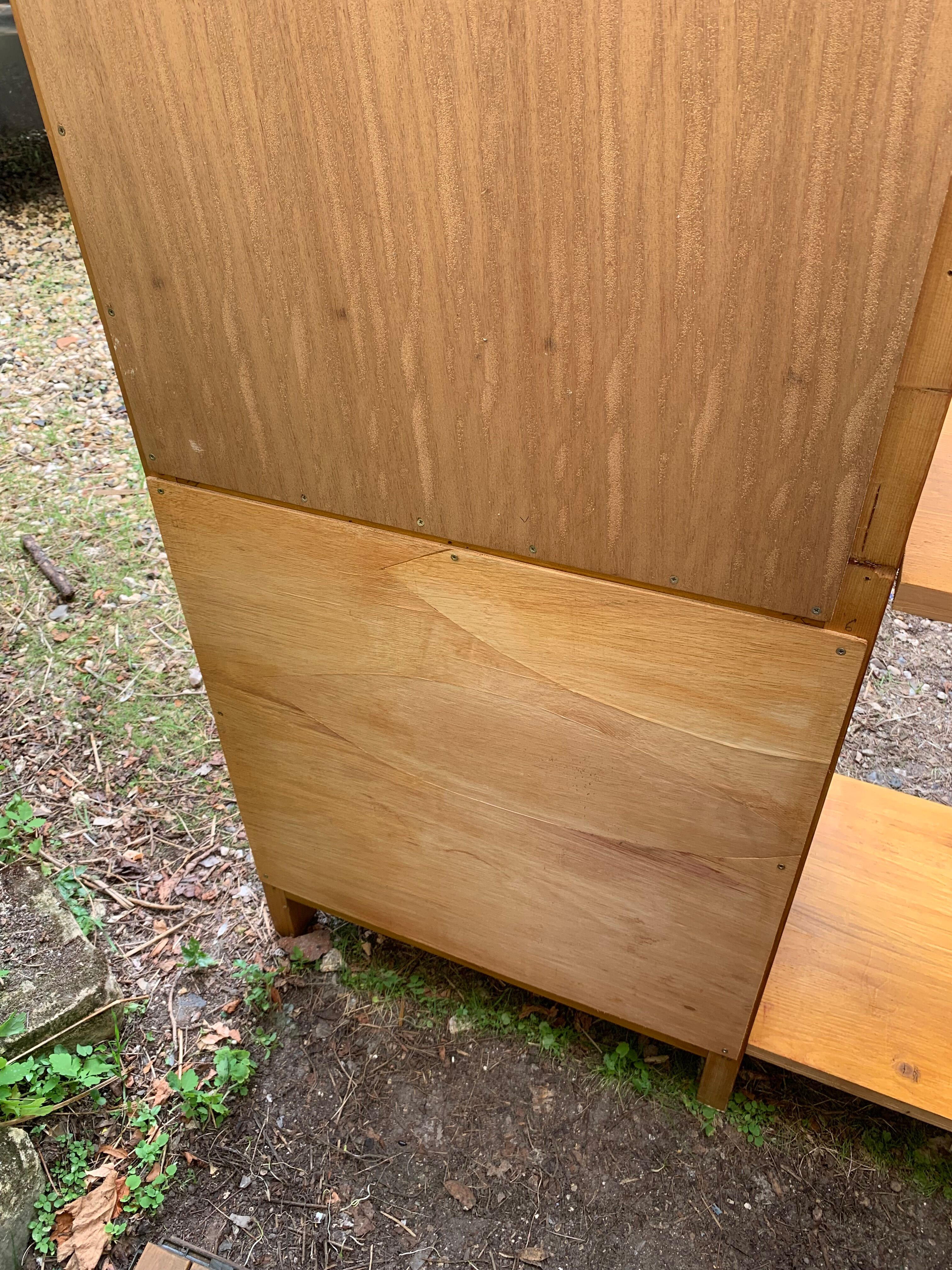 Bamboo cabinet woven and modular pine vintage 1960