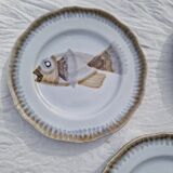 Lot de 9 assiettes plates saint Amand decor poissons