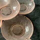 5 art deco cups pink old glass