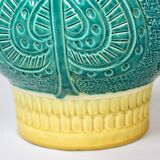Vase en céramique turquoise de secours jaune