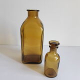 Set of 2 vintage glass bottles