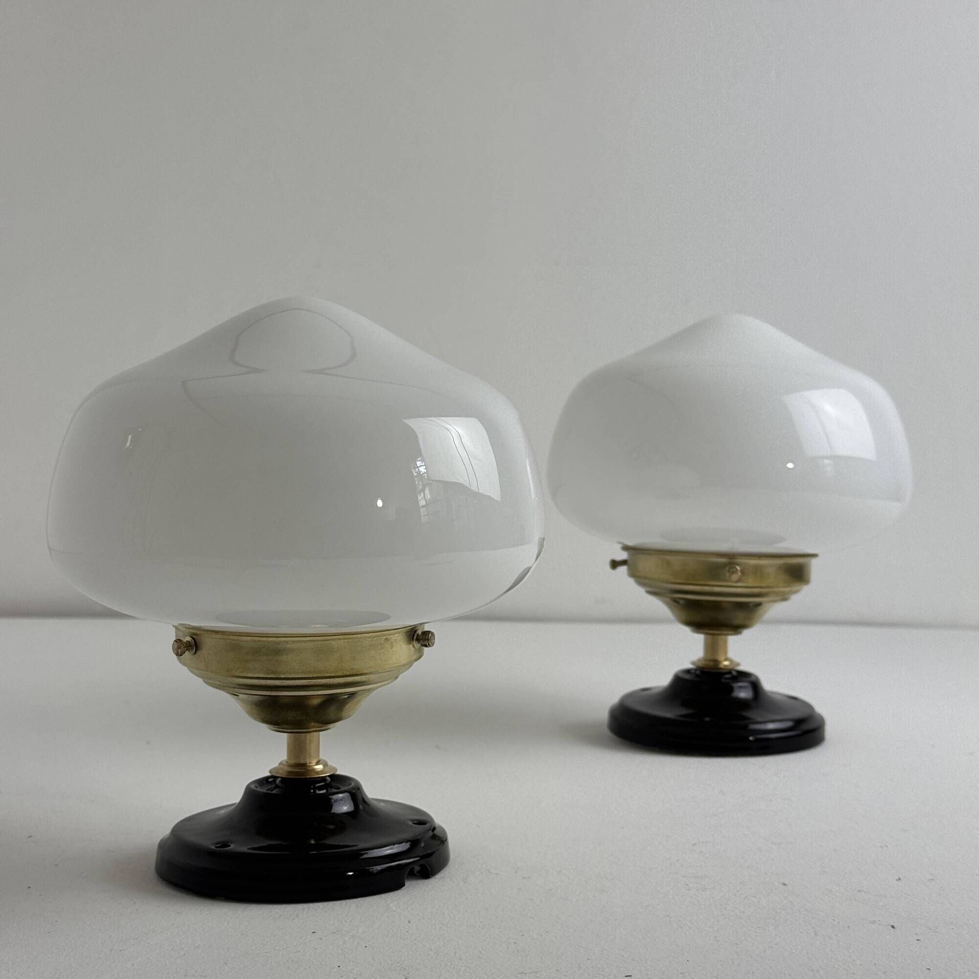 Pair of vintage opaline wall lights
