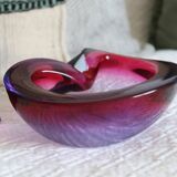Murano sommerso pink and purple ashtray pocket emptier 1960
