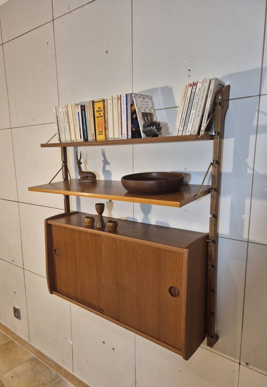 Ergo teak wall shelves, Vintage Scandinavian 1960s