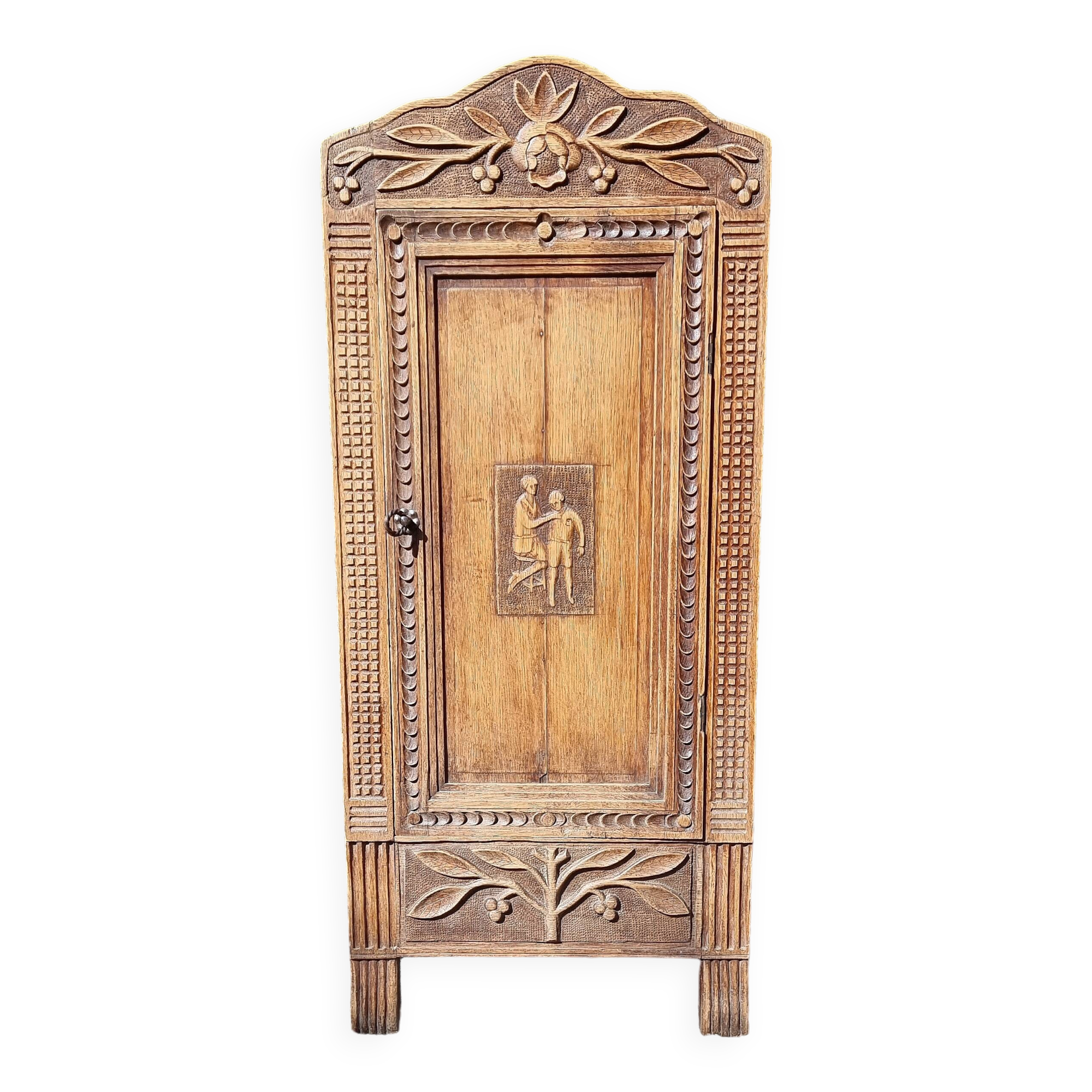 Small piece of furniture with 1 door, old oak jam cupboard