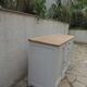 Vintage sideboard in pearl grey patinated oak, wooden top.
