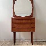 Danish vintage set of chest of drawers and mirror, teak, 1960s
