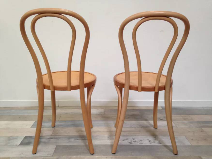 Pair of curved wooden bistro chairs
