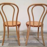 Pair of curved wooden bistro chairs