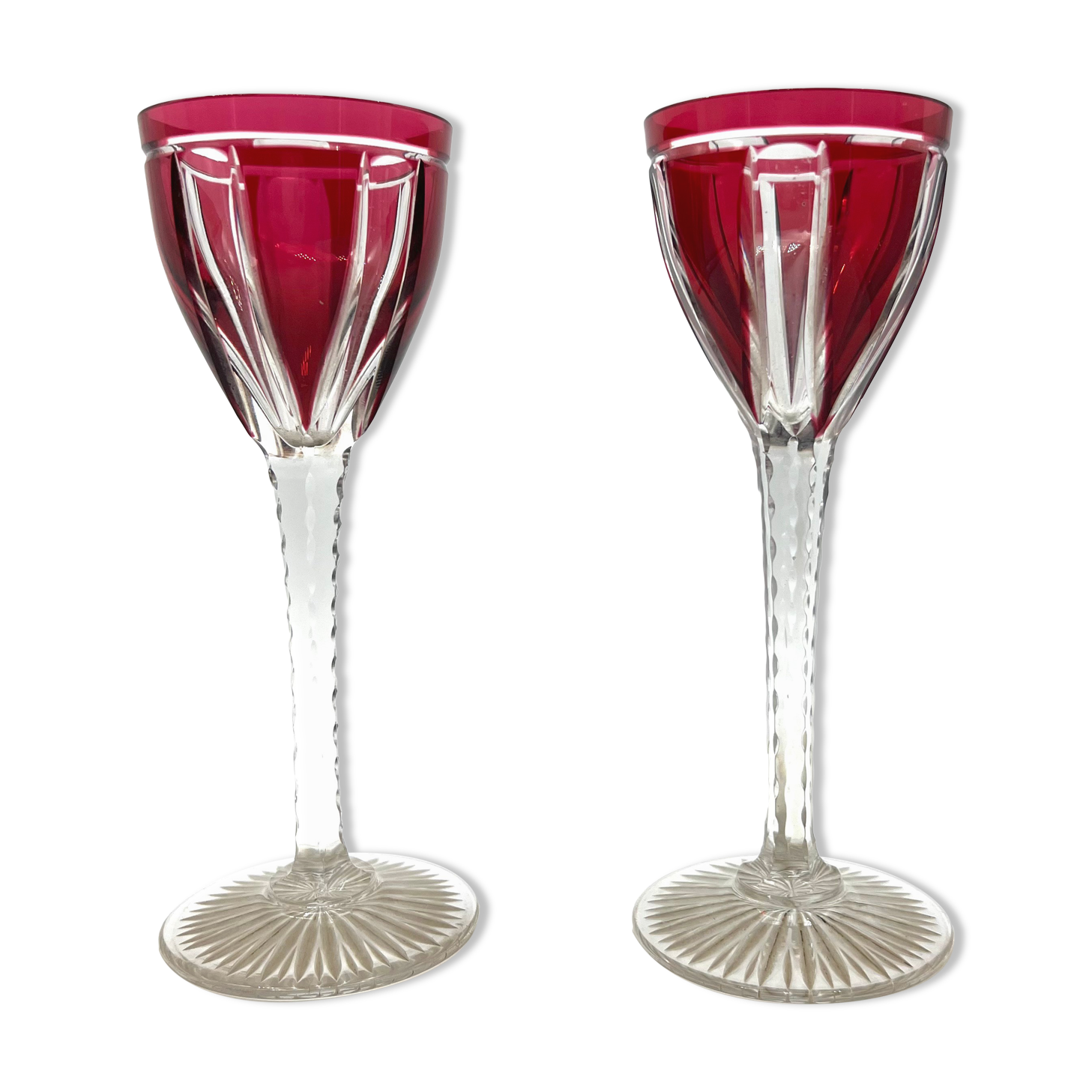 Paire de verre vin roemer en cristal rouge Saint Louis