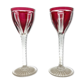 Paire de verre vin roemer en cristal rouge Saint Louis