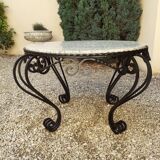 Marble and wrought iron coffee table