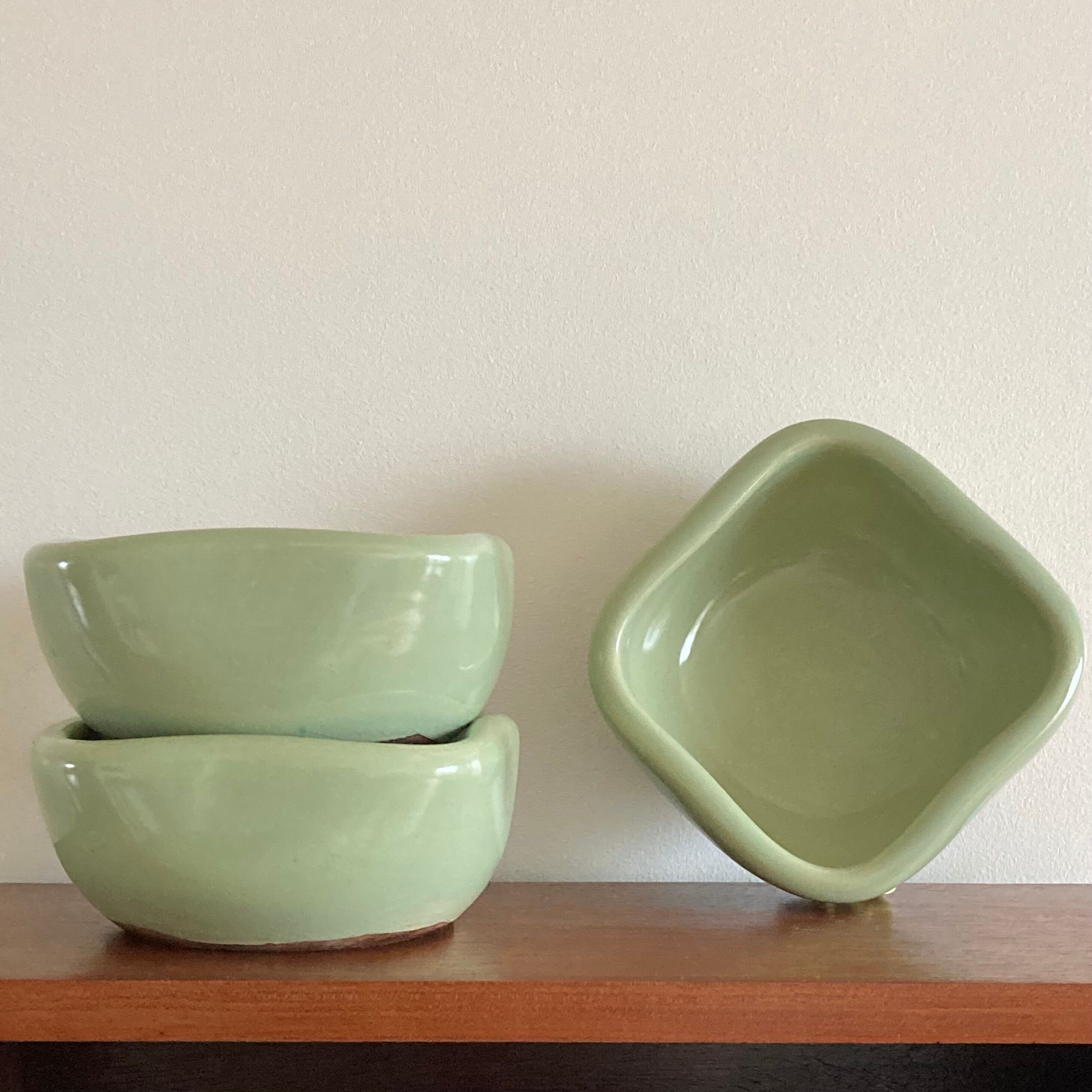 3 bowls 50s celadon Keramos
