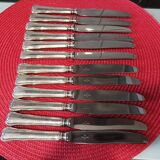 Set of 12 small knives in silver metal and stainless steel from the Ravinet d'Enfer Paris brand