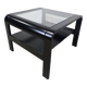70s Bentwood Coffee Table with Glass Top – Mid Century Modern Black Si