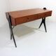 Vintage teak desk with black scissor legs 1960's