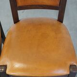 Set of 6 sheep leather dining chairs finished with wood