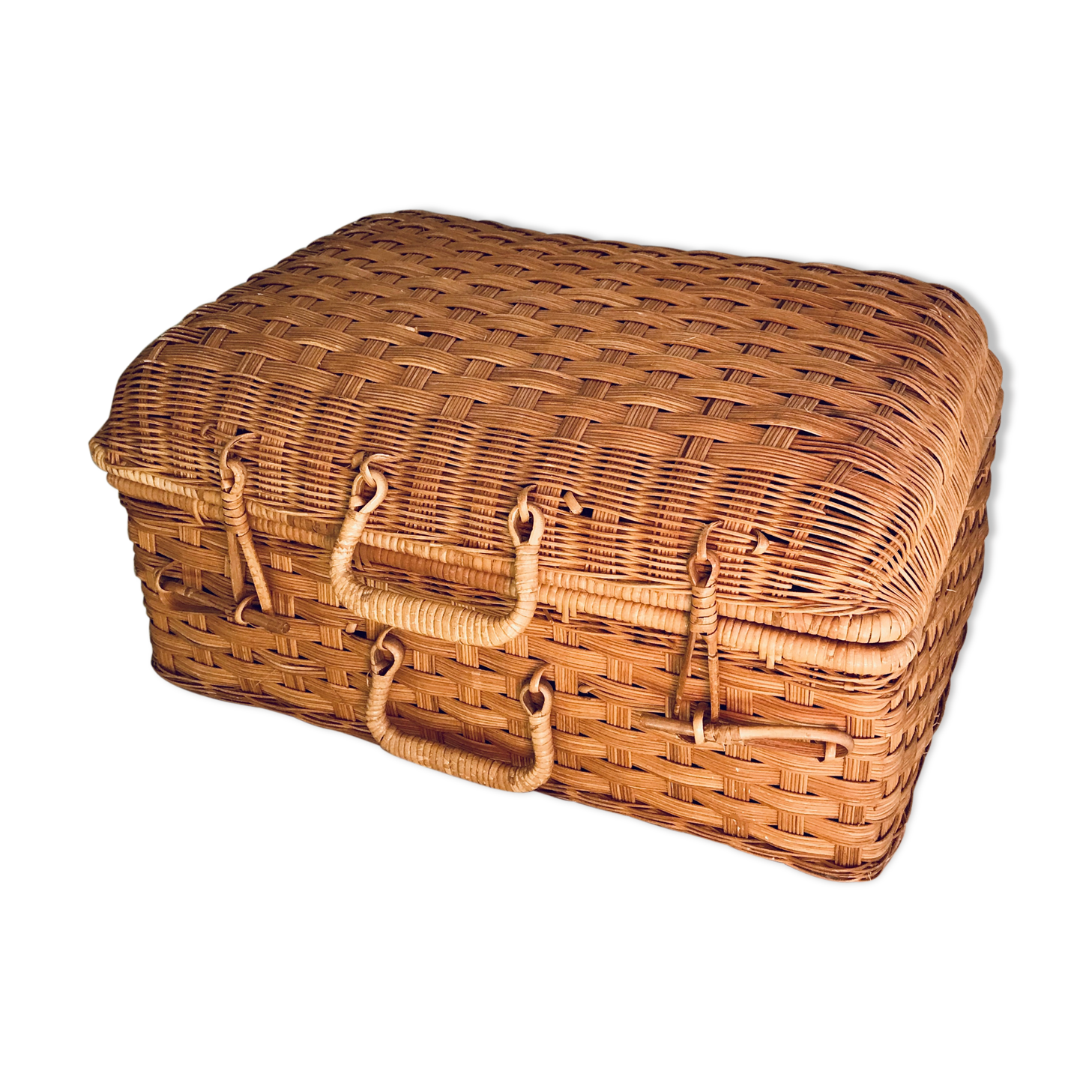 Vintage wicker suitcase