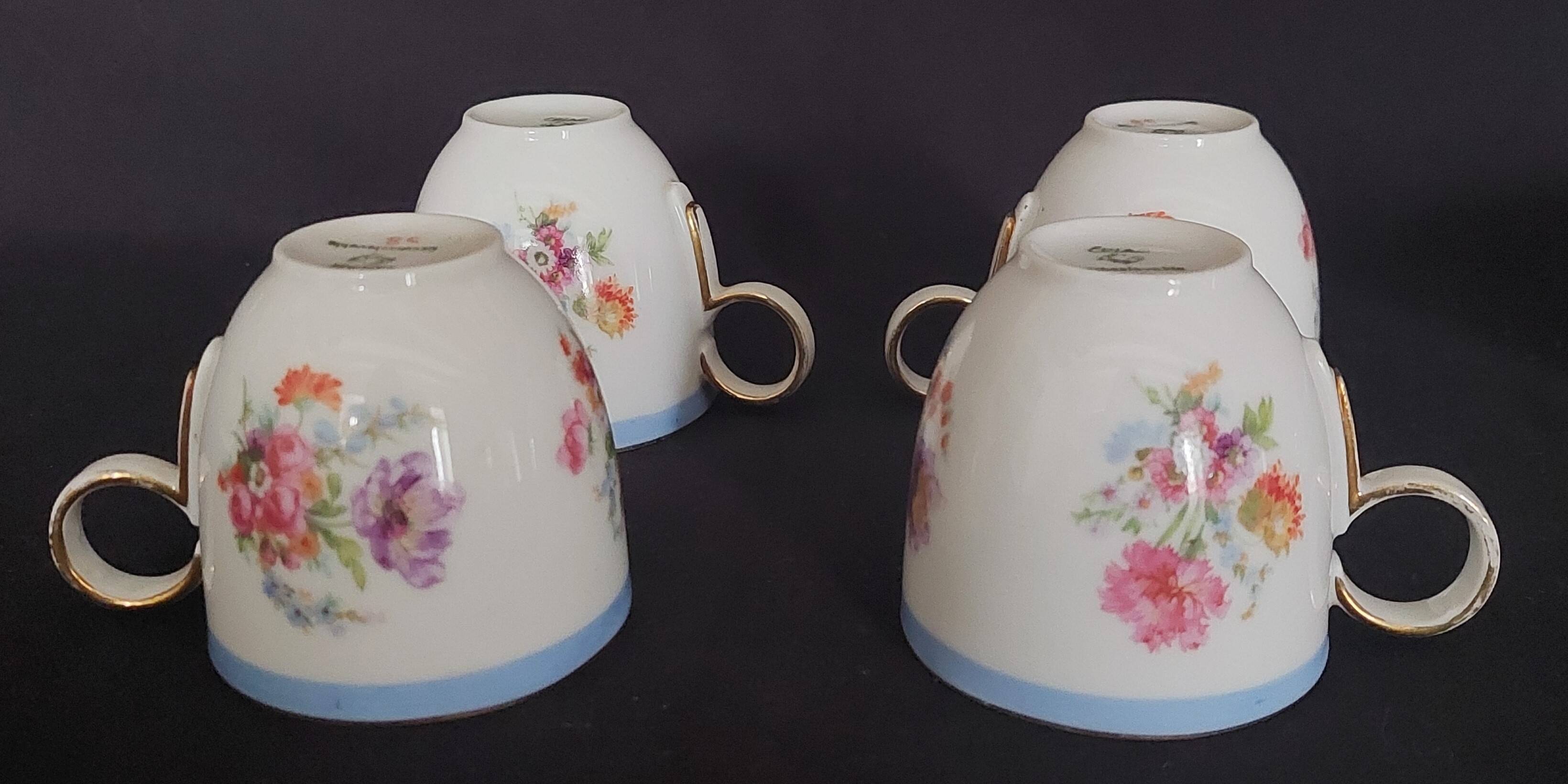 Epiag porcelain coffee cups Czechoslovakia floral decor