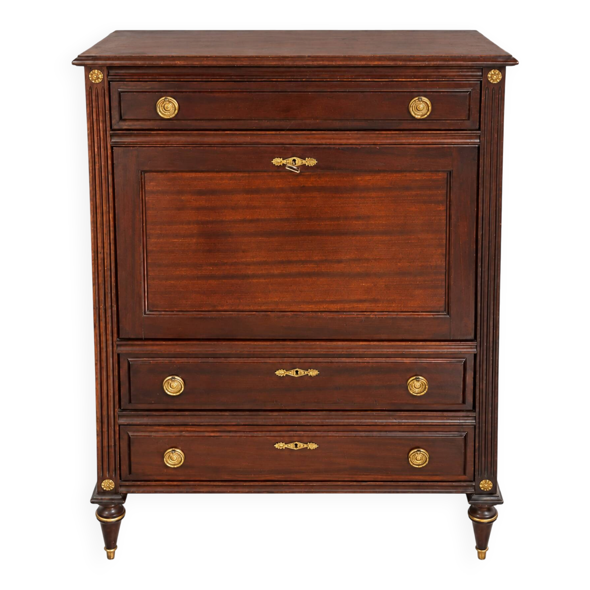 Secretary with a drop-leaf in mahogany in the Louis XVI style.