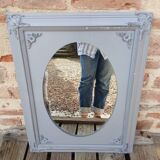 Mirror with a grey wooden frame