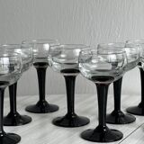 10 black stemmed liqueur glasses