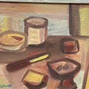 Original Swedish Oil on Canvas – "Breakfast" by Bengt Delefors – Signed "B. Delefors" – Vintage & Framed – 49 × 40 cm (19.3" × 15.7")