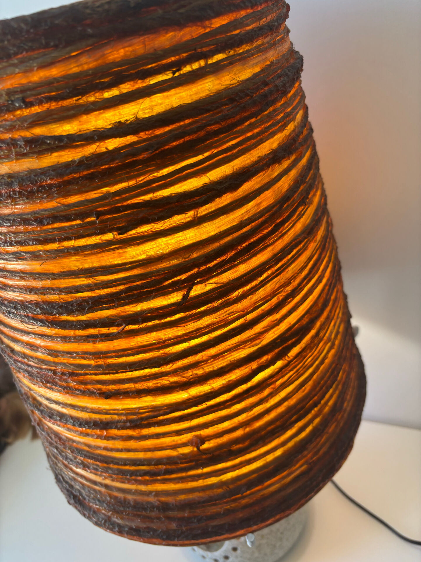 Accolay Lamp, the base in glazed ceramic with openwork decoration.