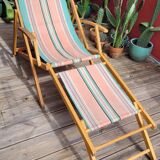 Vintage bayadère canvas chaise longue