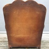 Pair armchairs club leather "punk" back mustache